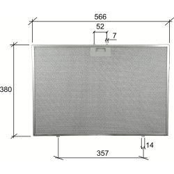 Filtr metalowy Bauknecht 488000302744 565x380x8mm by Alapure MFR46 Filtr metalowy Bauknecht 488000302744 565x380x8mm by Alapure MFR46