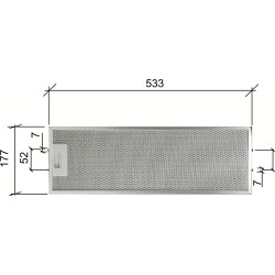 Filtr metalowy Elica GF023B / GF023C 533x177x10mm firmy Alapure MFR52 Filtr metalowy Elica GF023B / GF023C 533x177x10mm firmy Alapure MFR52