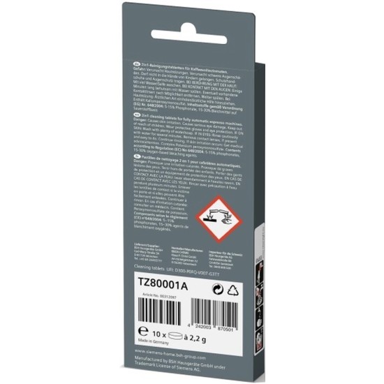 Siemens EQ. Seria tabletów czyszczących 2 w 1 TZ80001A / 00312097 Siemens EQ. Seria tabletów czyszczących 2 w 1 TZ80001A / 00312097